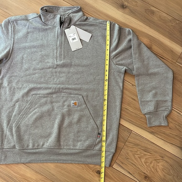 Flame Resistant Carhartt - Loose Fit Midweight Mock Neck Sweatshirt Heather Grey - Picture 13 of 14